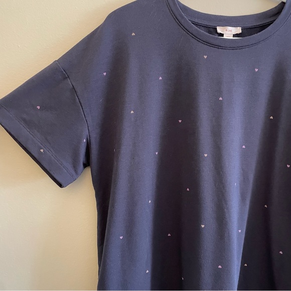 Reitmans Navy Wide Leg Pajama Set Purple Heart Print – Top XL Bottom XXL GUC - Picture 4 of 15